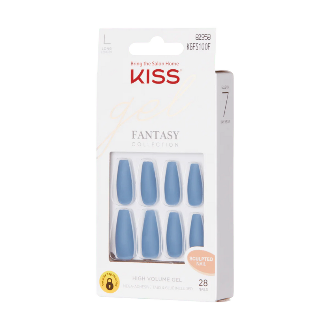 KISS Uñas Postizas Gel Azules Coffin Largas - Sunshine Beauty
