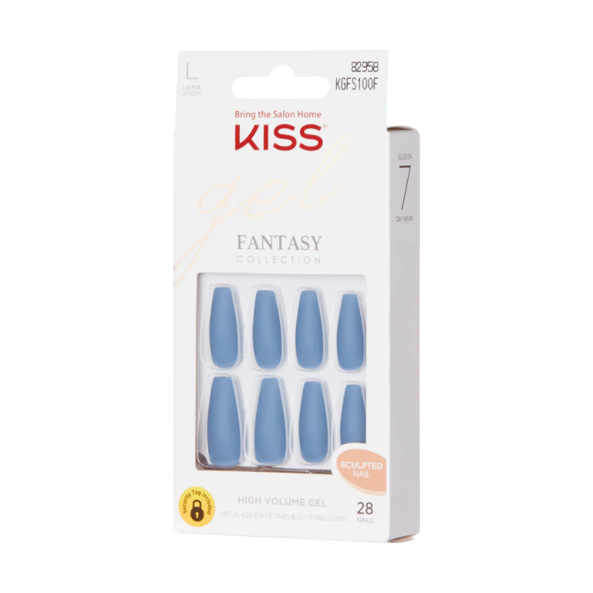 KISS Uñas Postizas Gel Azules Coffin Largas - Sunshine Beauty
