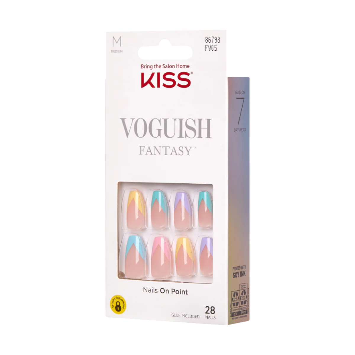 KISS Voguish Fantasy Uñas Punta Francesa Multicolor - Disco Ball