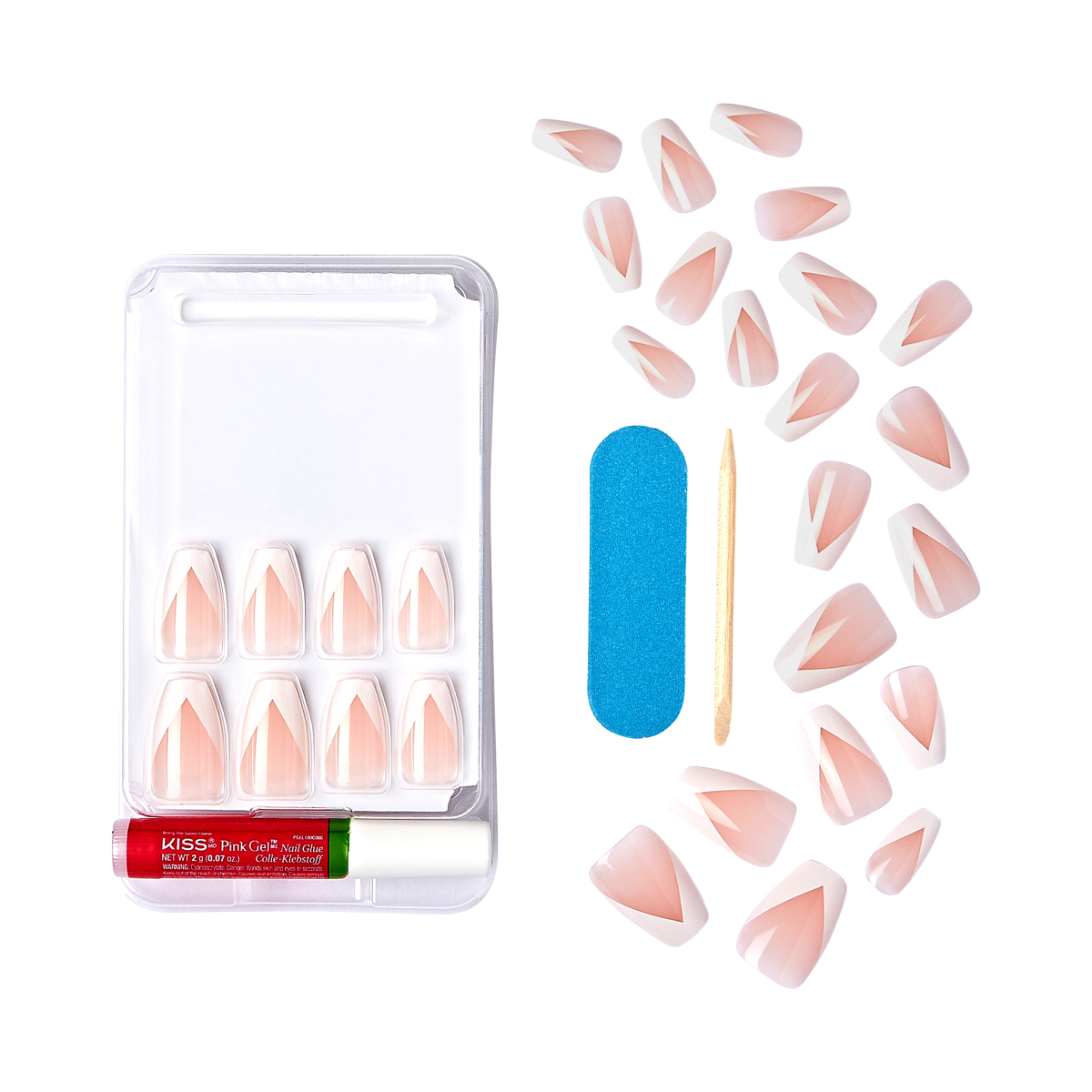 Uñas Postizas Punta Francesa Blanca - Silk Dress KISS