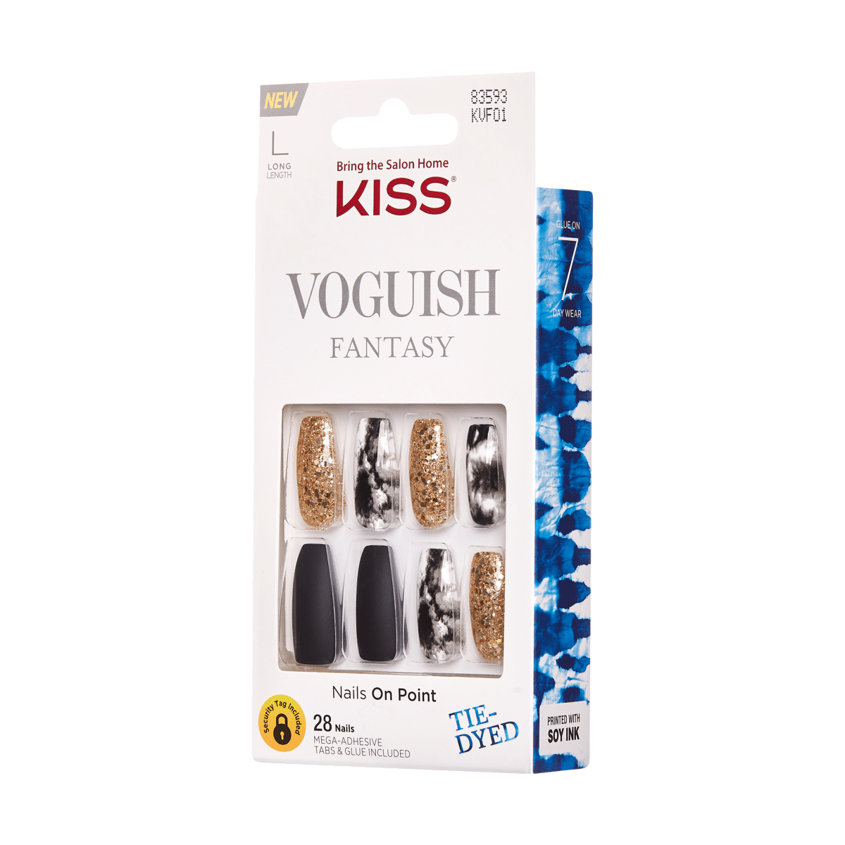 KISS Voguish Fantasy Uñas Coffin Dorado y Negro - New York