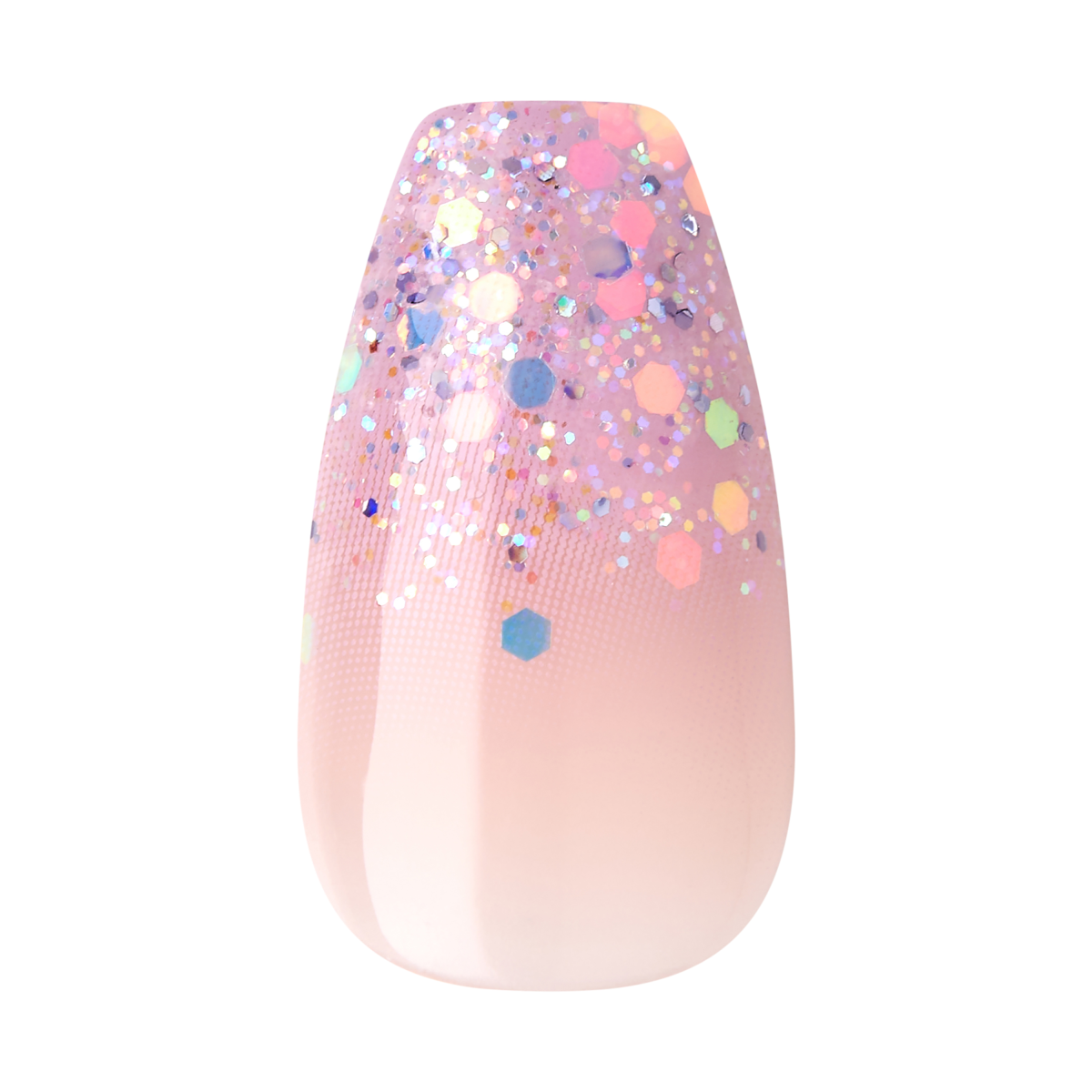 KISS Gel Fantasy Uñas Postizas Punta Francesa Rosa Glitter Coffin - Winter Sparks