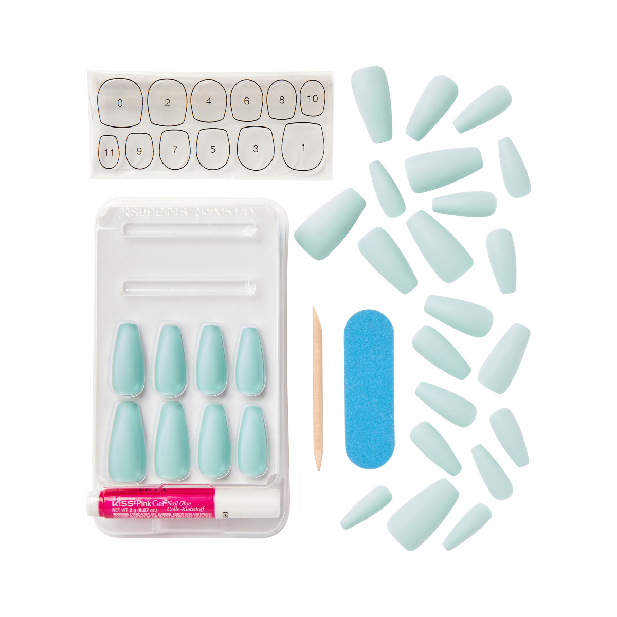 KISS Uñas Postizas Gel Aqua Coffin Largas - Back It Up