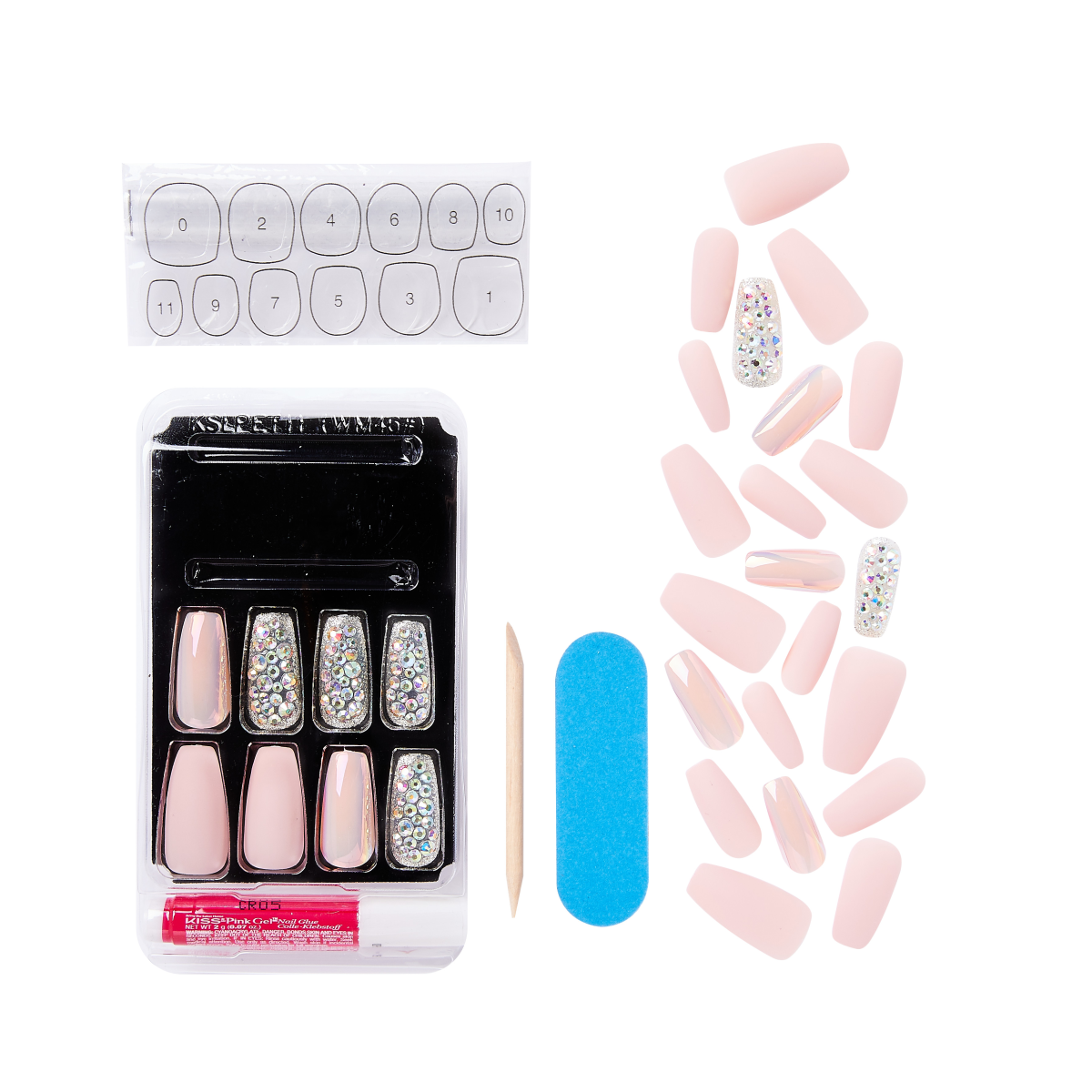 Uñas Postizas Luxe Rosa con Brillos Coffin - Everytime I Slay