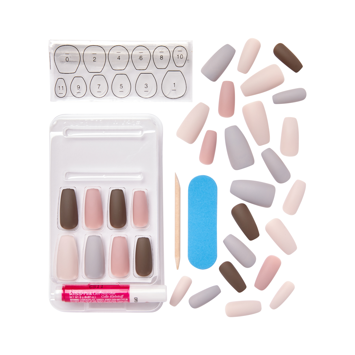 KISS Voguish Fantasy Uñas Coffin Multicolor Mate - Chill Out