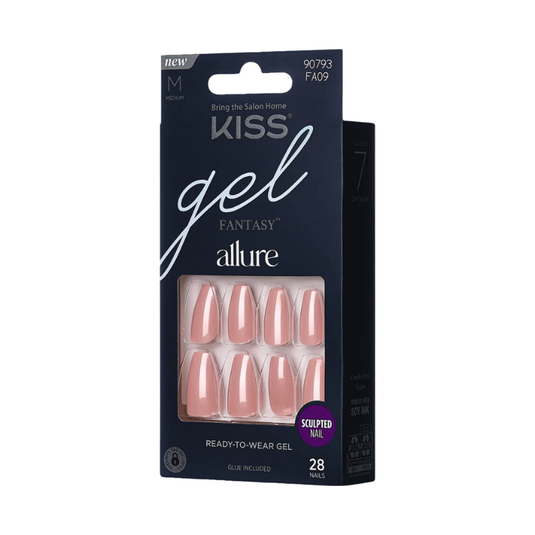 KISS Gel Fantasy Allure Uñas Postizas Rosas Coffin - Happy Ending