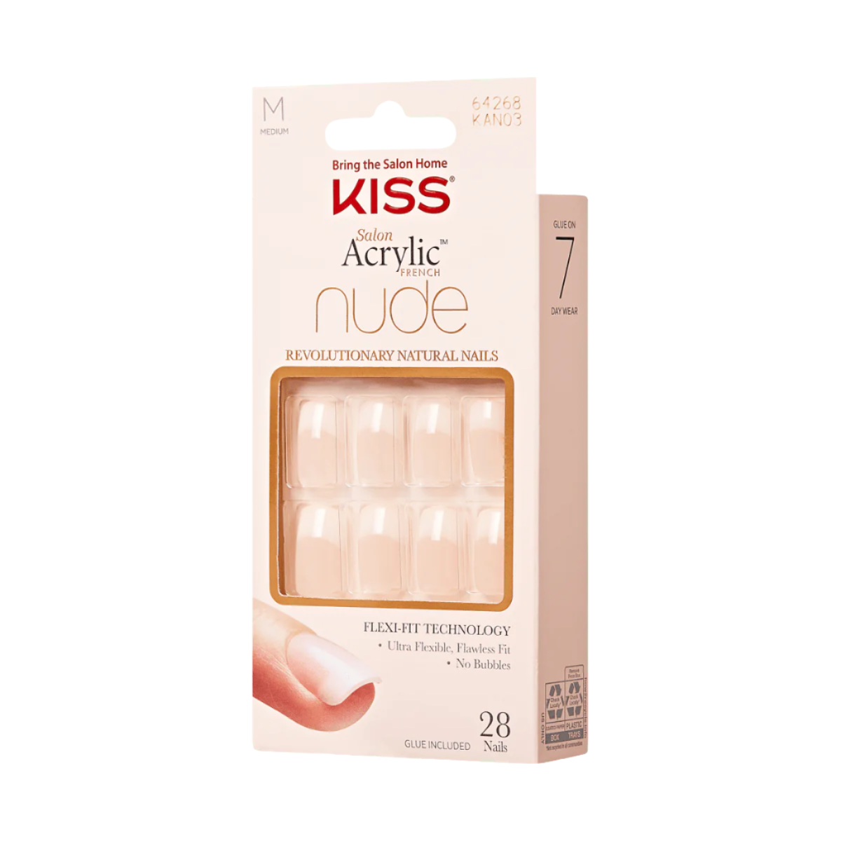 KISS Salon Acrylic Uñas Punta Francesa Cuadrada - Cashmere
