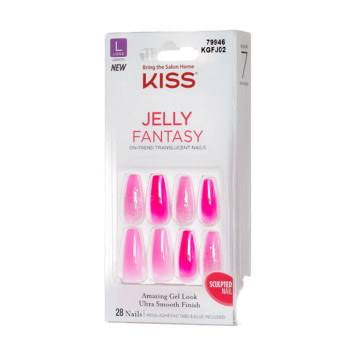 KISS Gel Fantasy Jelly Uñas Rosa Glitter - Jelly Baby