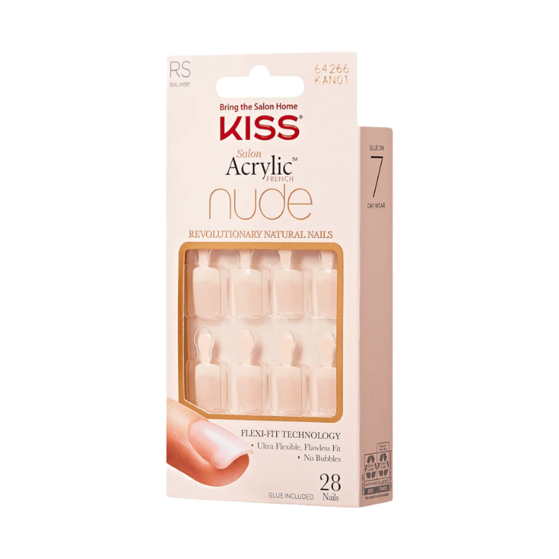 KISS Salon Acrylic Uñas Punta Francesa Natural Corta - Breathtaking