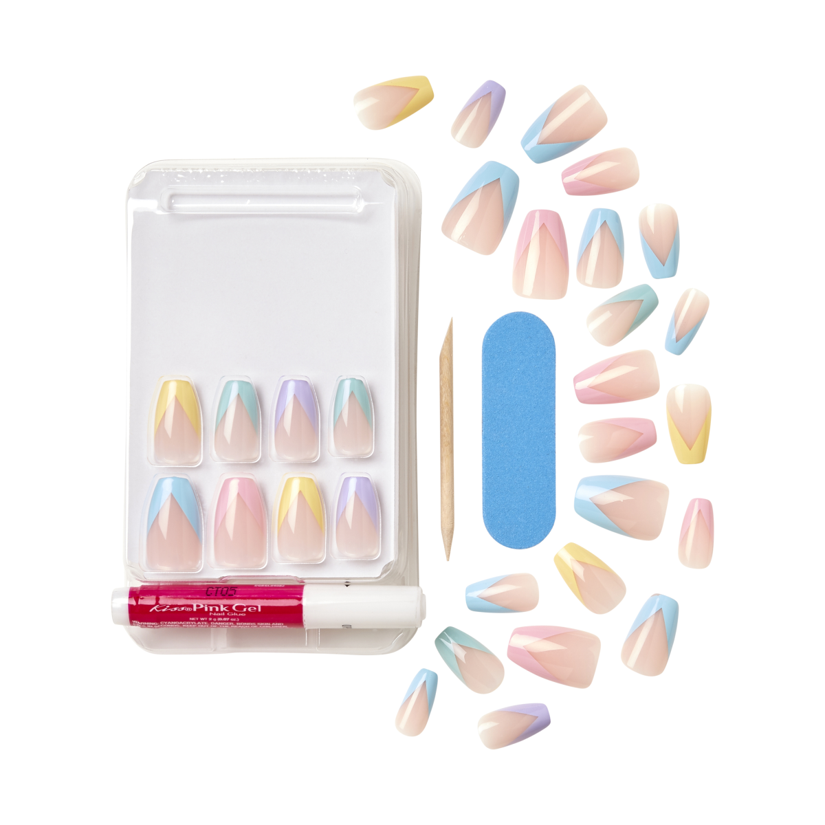 KISS Voguish Fantasy Uñas Punta Francesa Multicolor - Disco Ball