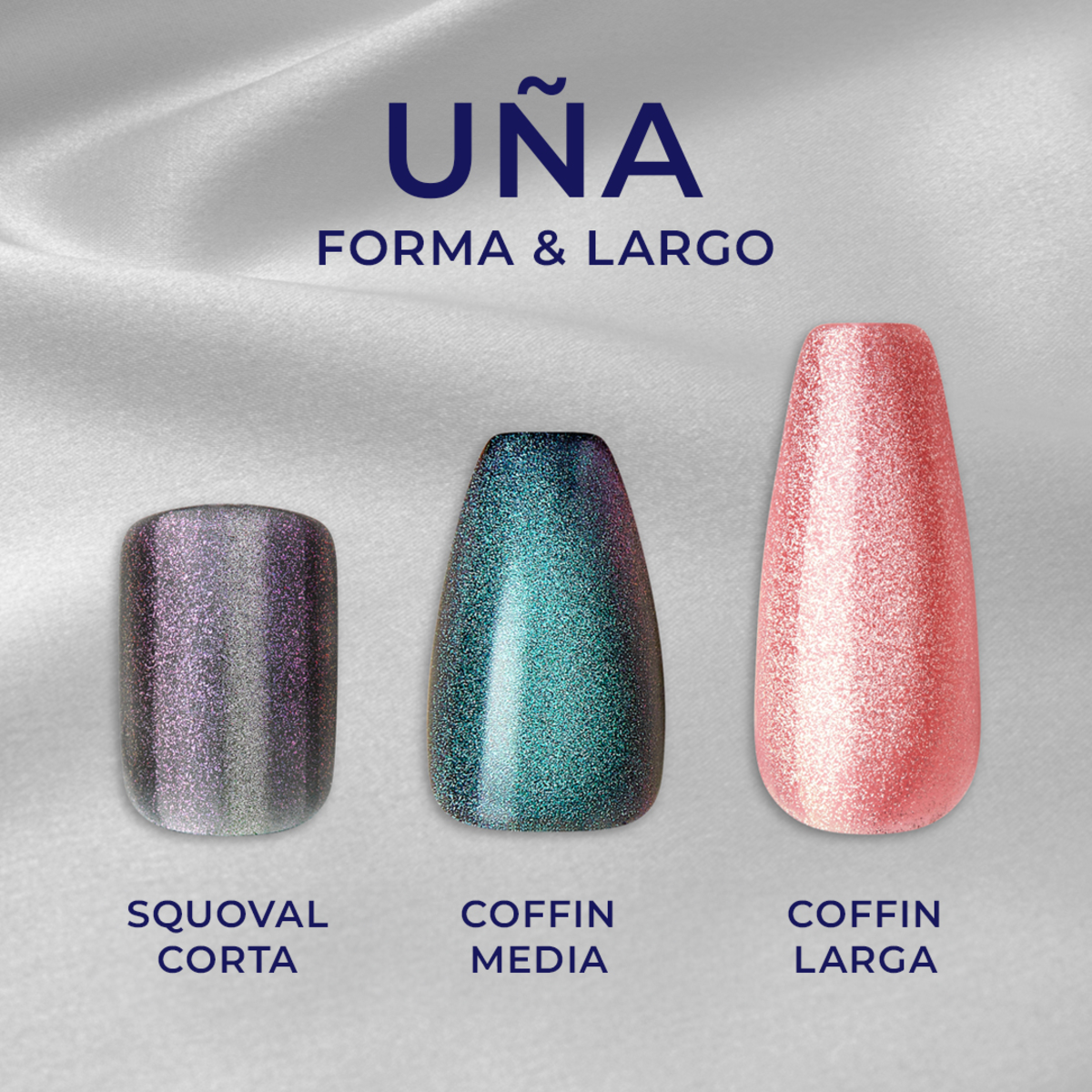 KISS Gel Fantasy Magnetic Uñas Postizas Punta Francesa Plata Almond - North Coast