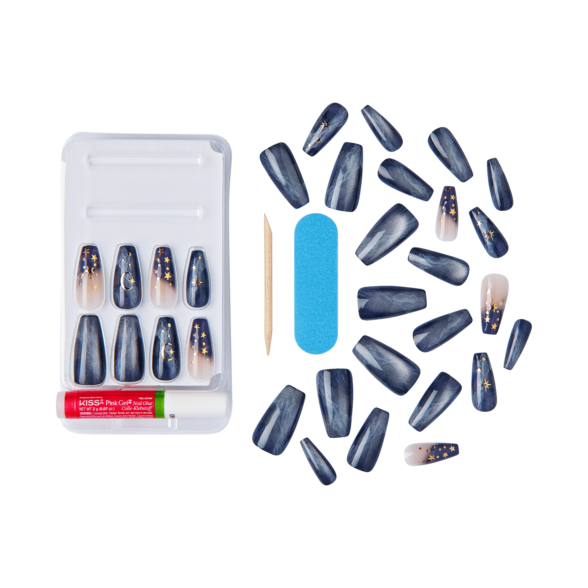 KISS Voguish Fantasy Halloween Clowning - Uñas Coffin Magnéticas Brillan en la Oscuridad