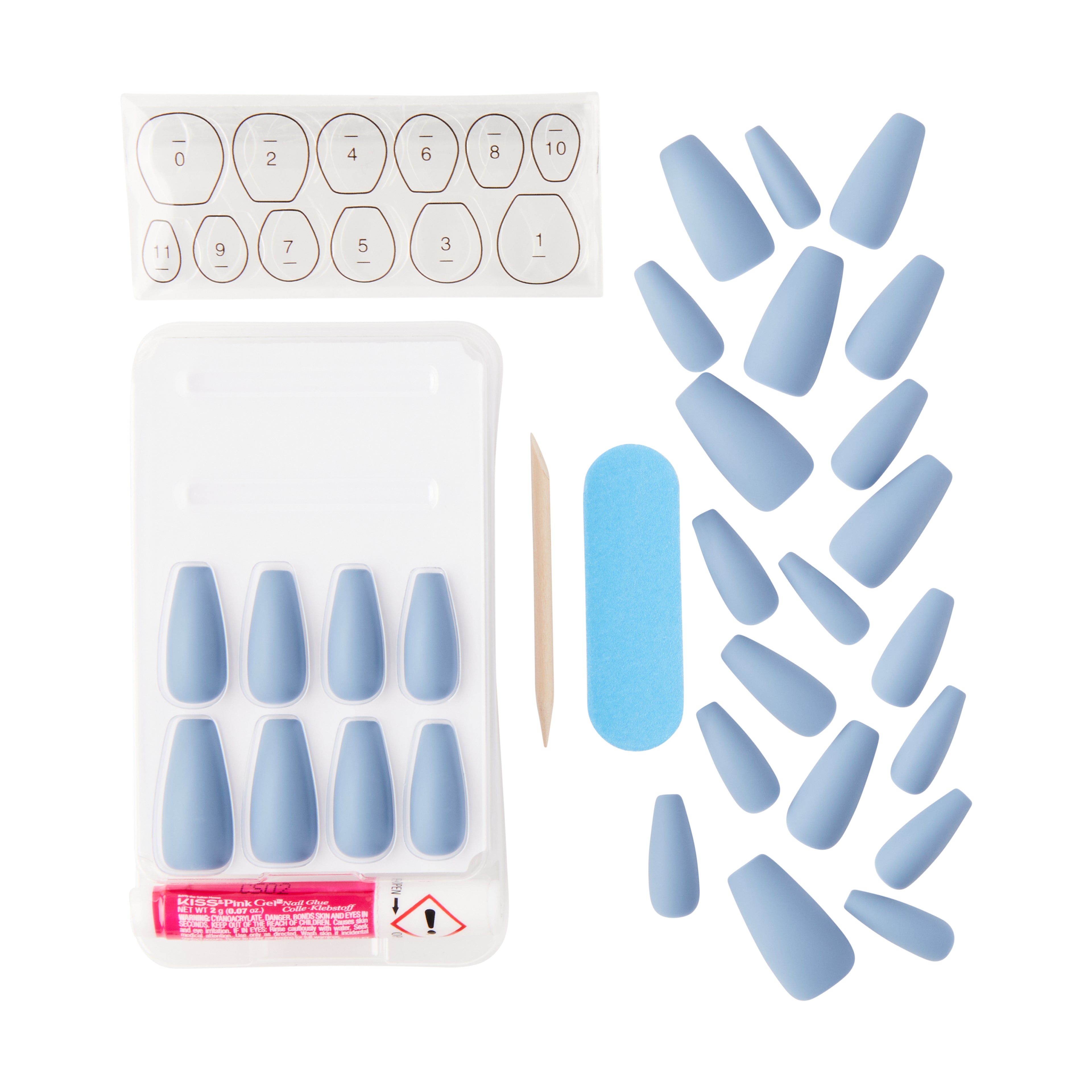 KISS Uñas Postizas Gel Azules Coffin Largas - Sunshine Beauty