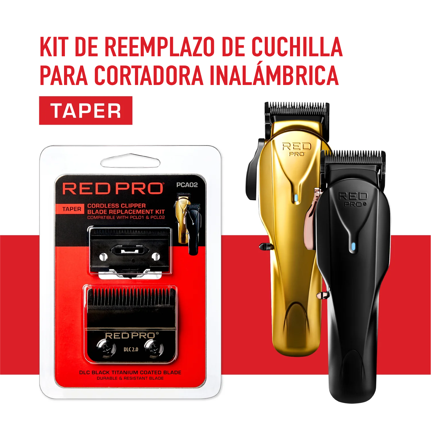 RED PRO by KISS Kit de Repuesto de Cuchillas Taper Black para Cortadora Inalámbrica