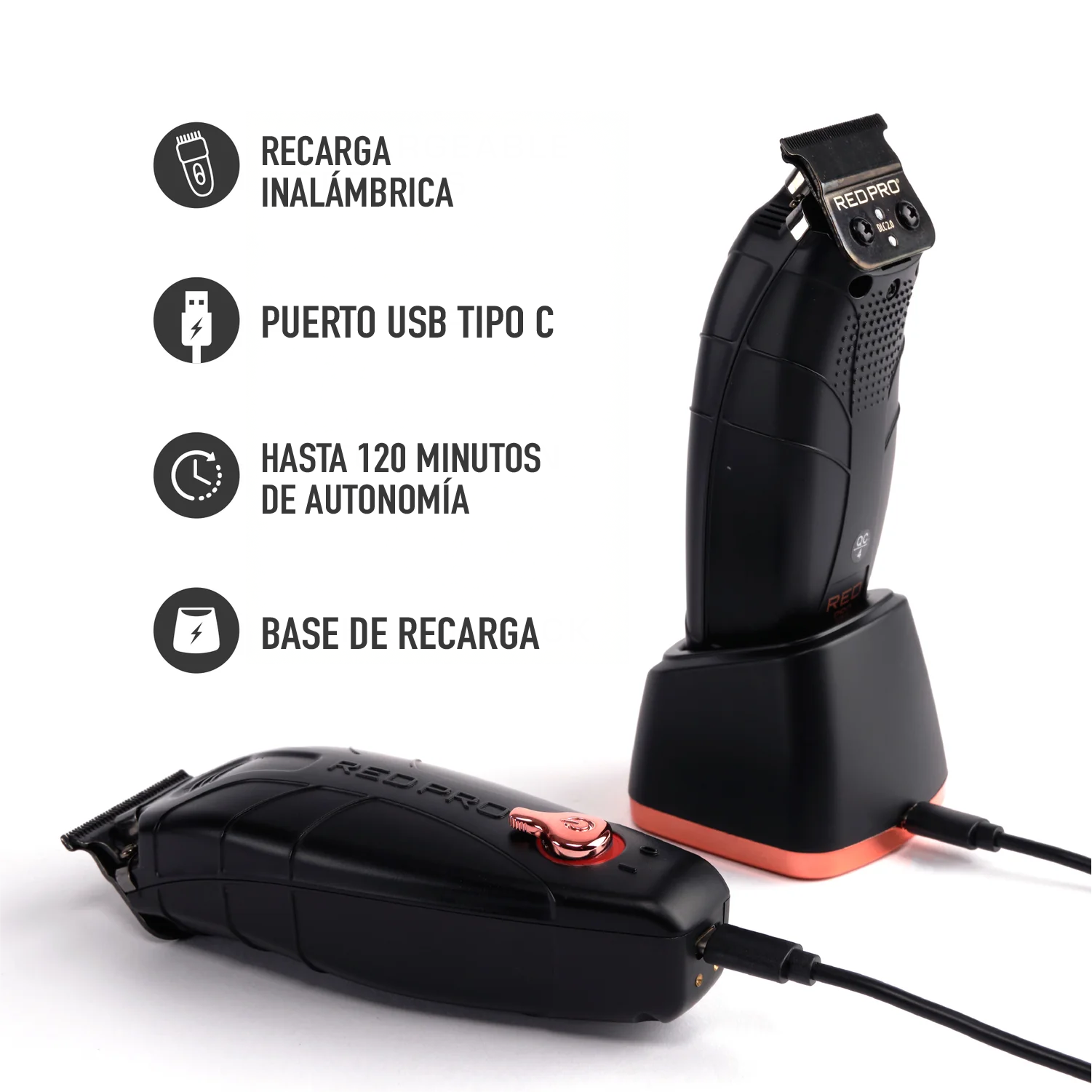 RED PRO by KISS Trimmer Inalámbrica Profesional – Negro Matte