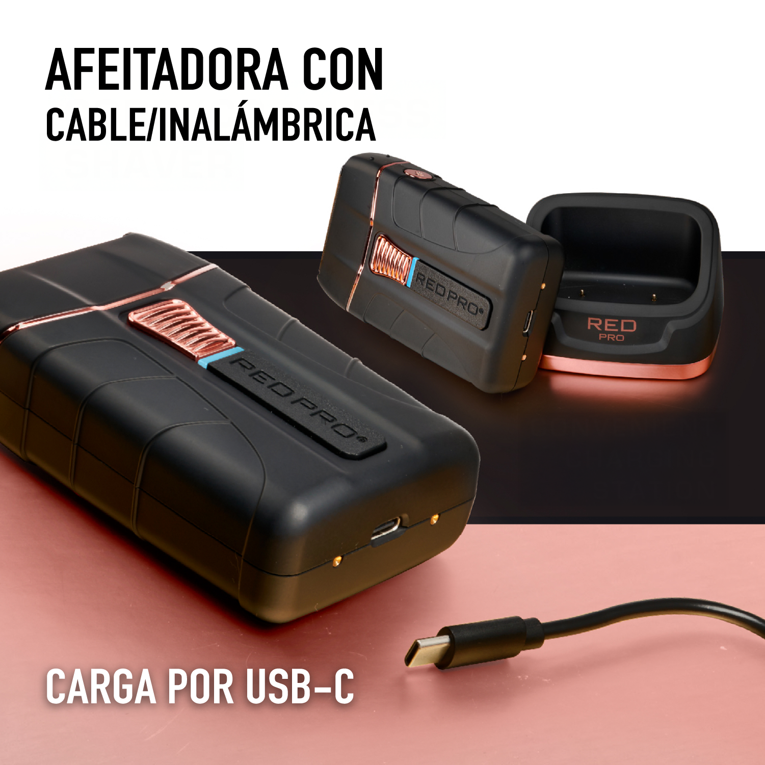 RED PRO by KISS Shaver Inalámbrica Profesional – Negro Matte