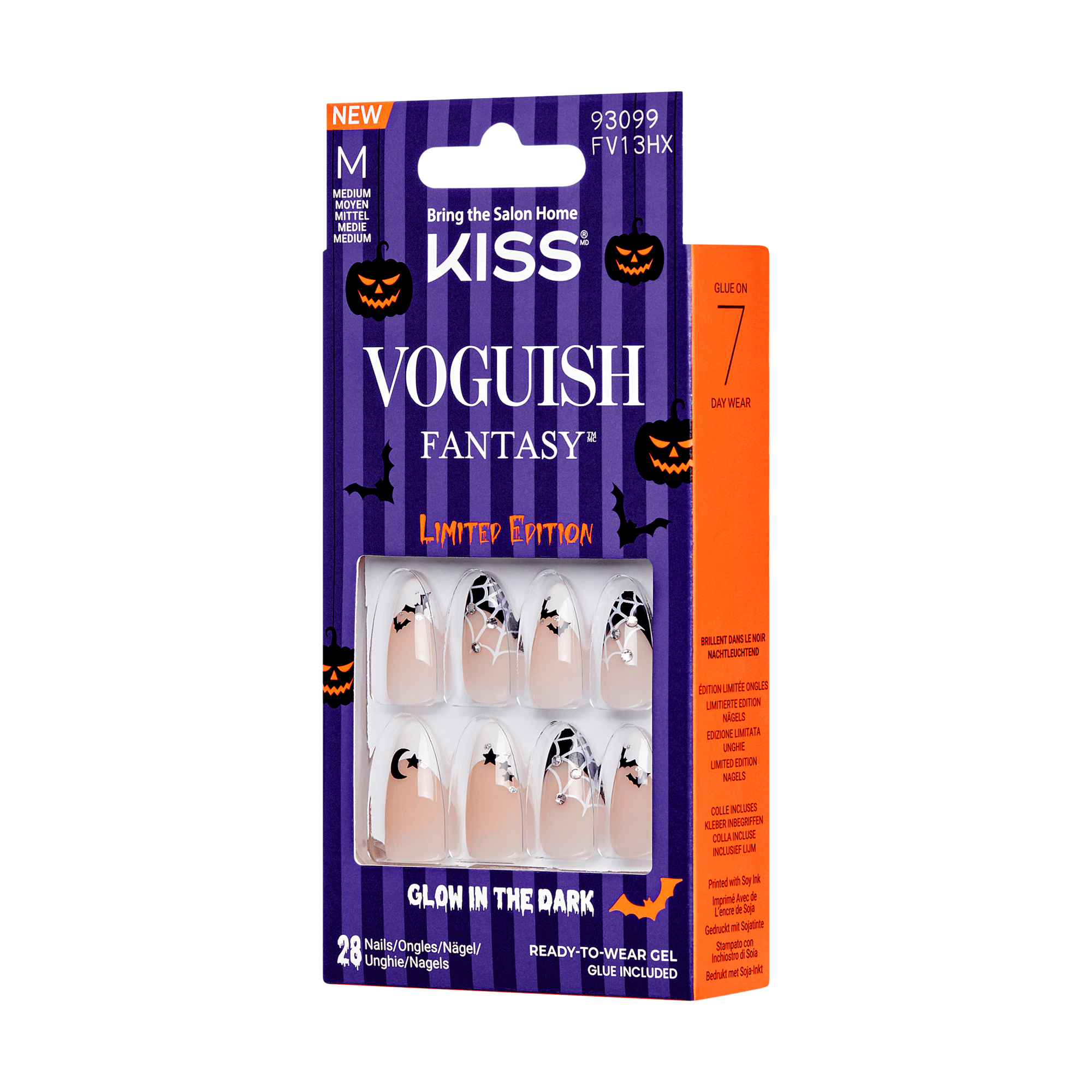 KISS Voguish Fantasy Halloween Circus Wonders - Uñas Almendra Brillan en la Oscuridad