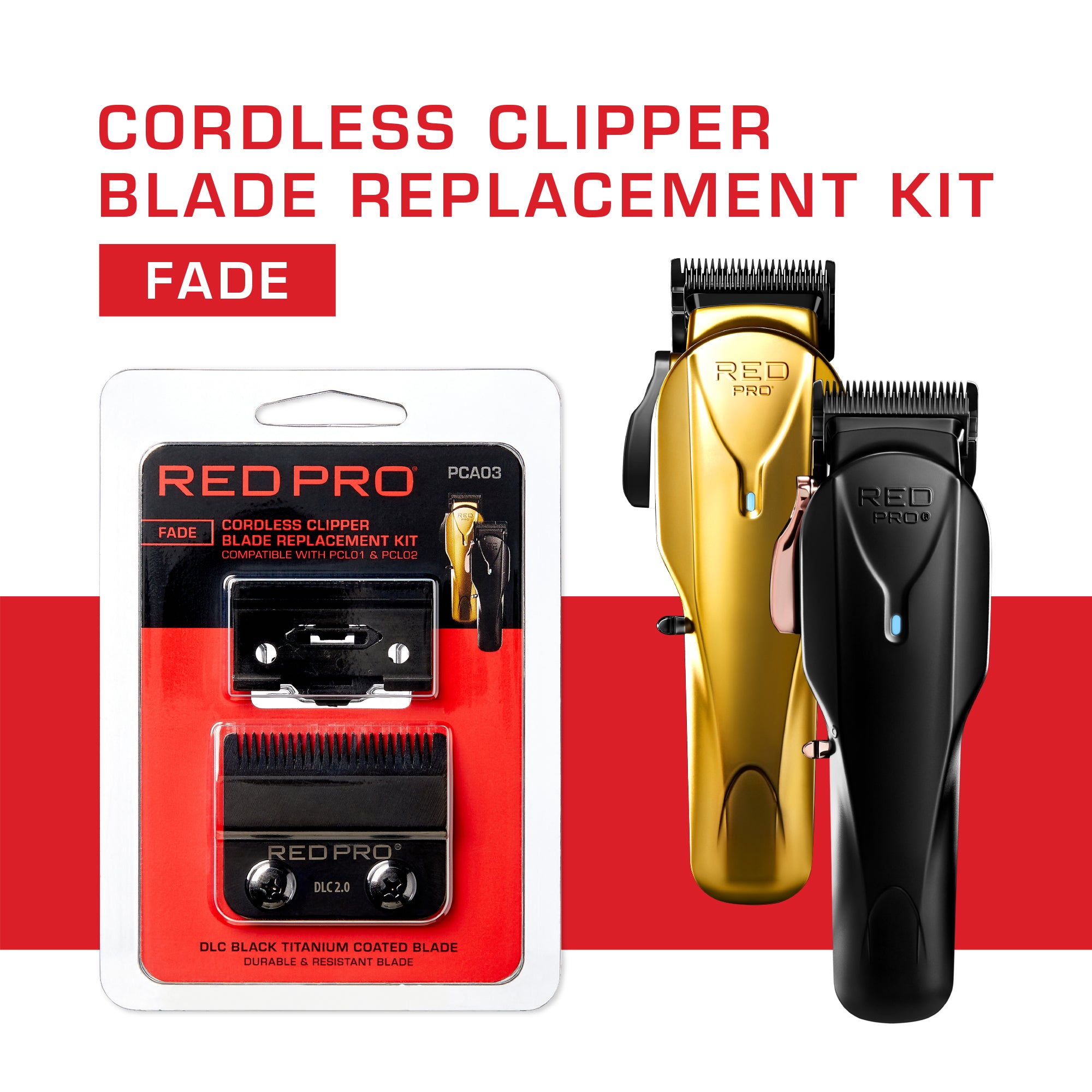 RED PRO by KISS Kit de Reemplazo de Cuchillas Clipper Fade - Negro