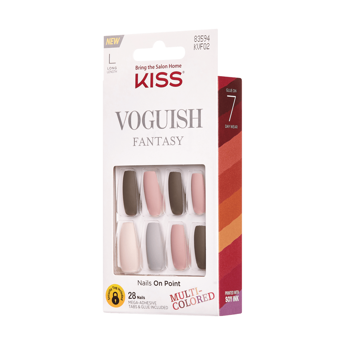 KISS Voguish Fantasy Uñas Coffin Multicolor Mate - Chill Out