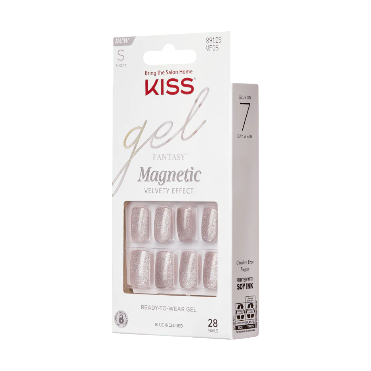 KISS Gel Fantasy Magnetic Uñas Postizas Plata Cuadradas - Dignity