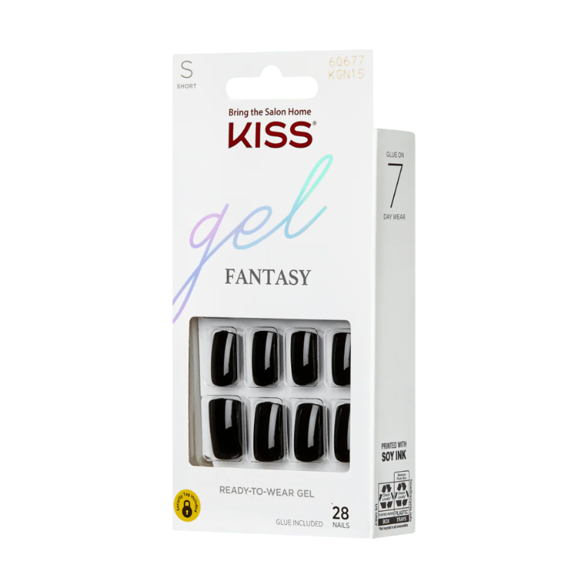 KISS Gel Fantasy Uñas Postizas Cuadradas Negras - Aim High