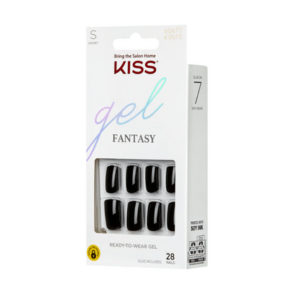 KISS Gel Fantasy Uñas Postizas Cuadradas Negras - Aim High