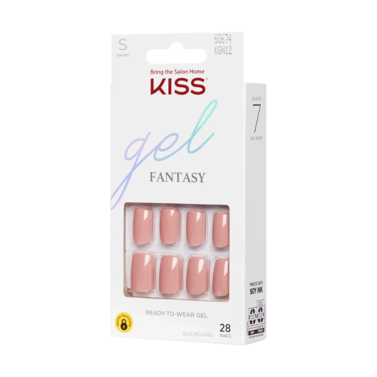 KISS Uñas Postizas Gel Rosa Cortas - Ribbons