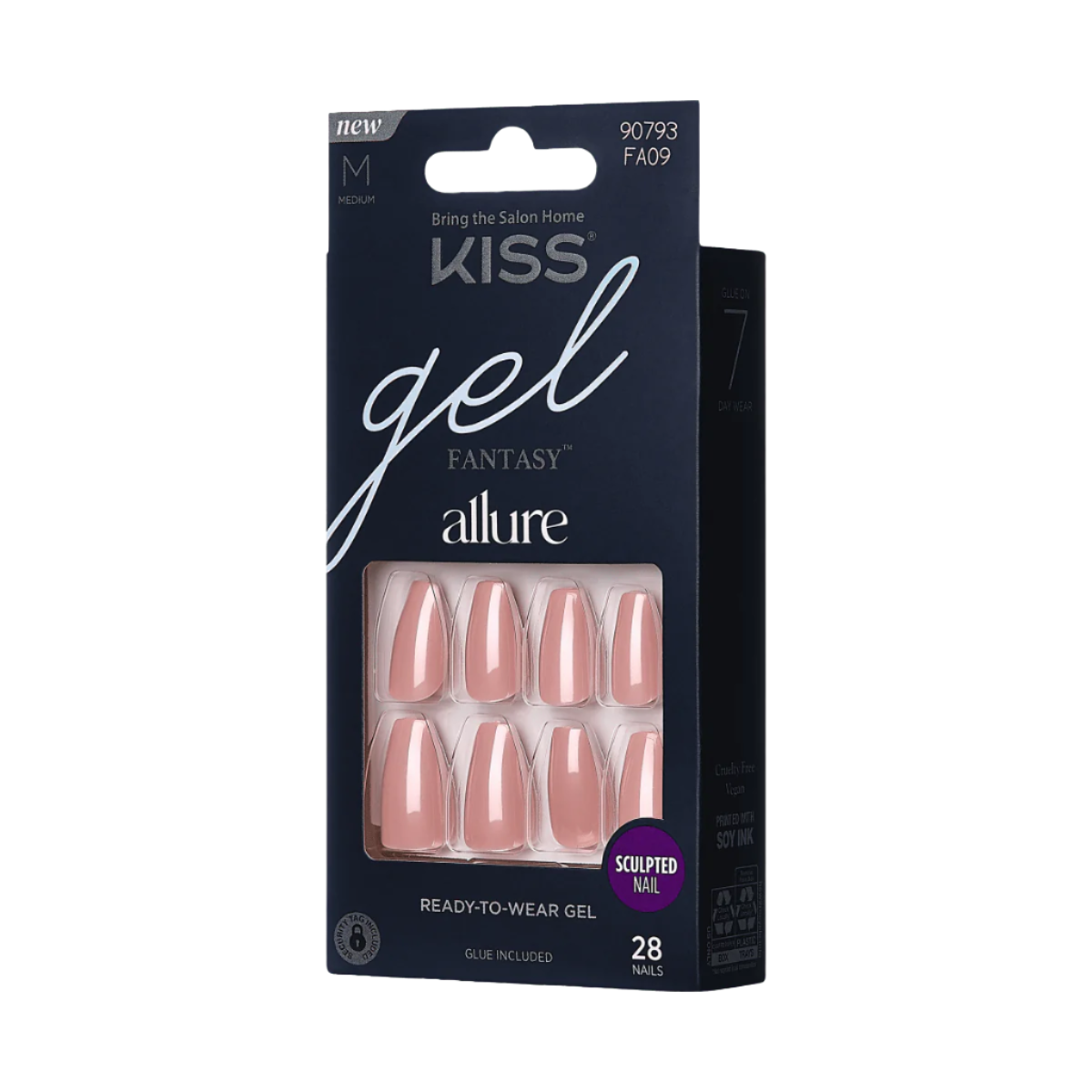 KISS Gel Fantasy Allure Uñas Postizas Rosas Coffin - Happy Ending