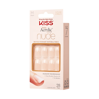 KISS Salon Acrylic Uñas Punta Francesa Cuadrada - Cashmere