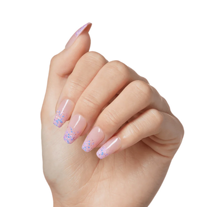 KISS Gel Fantasy Uñas Postizas Punta Francesa Rosa Glitter Coffin - Winter Sparks