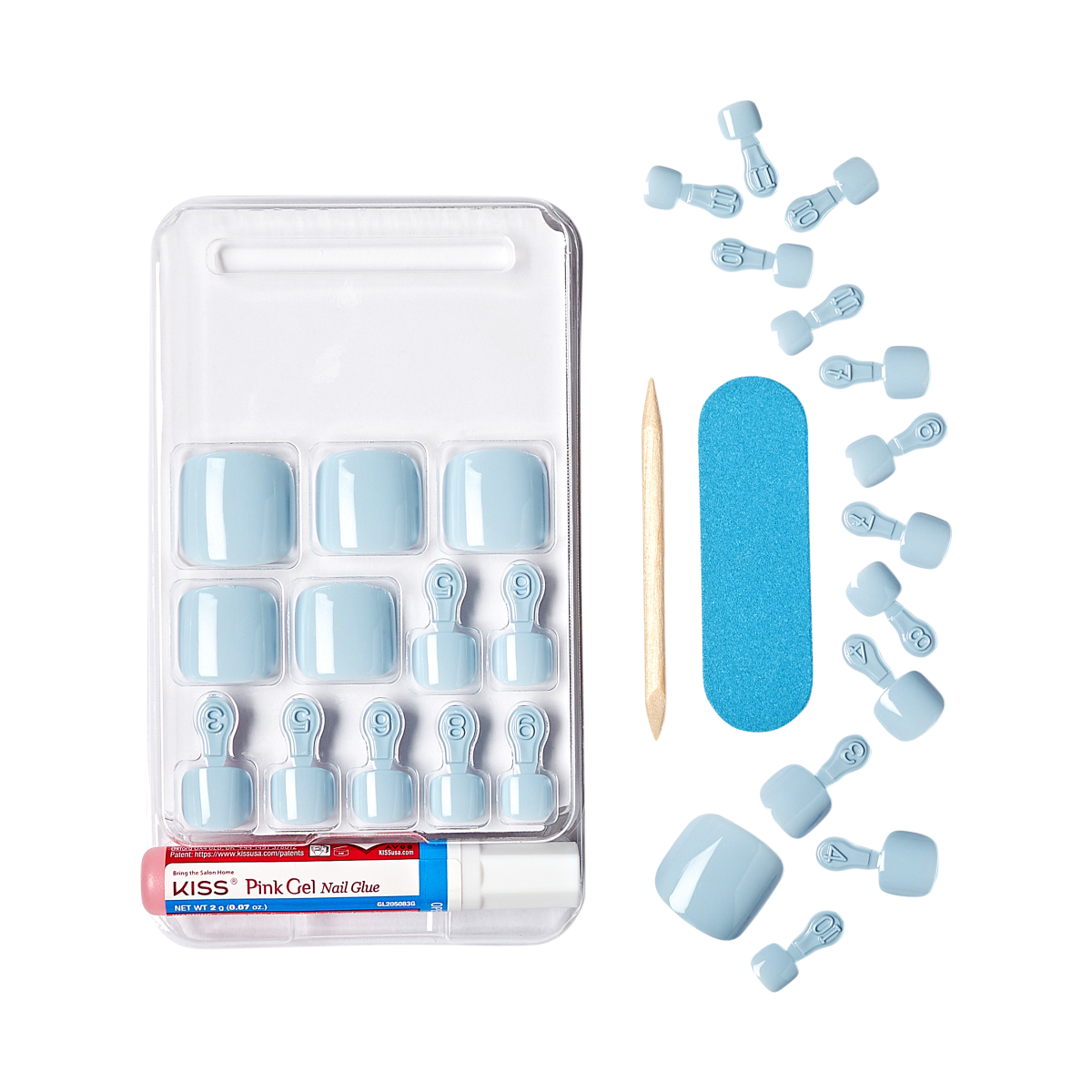 KISS Uñas Postizas para Pies en Gel Azul Claro - Pair of Shoes
