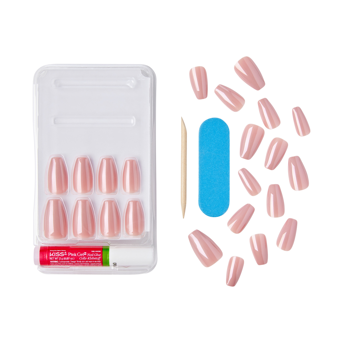 KISS Gel Fantasy Allure Uñas Postizas Rosas Coffin - Happy Ending