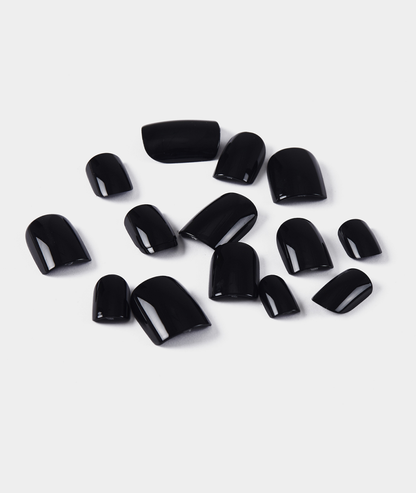 KISS Gel Fantasy Uñas Postizas Cuadradas Negras - Aim High