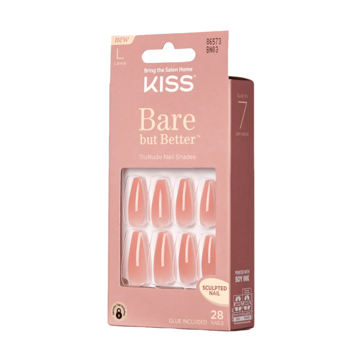 Uñas Postizas Bare But Better Coffin - Nude Glow