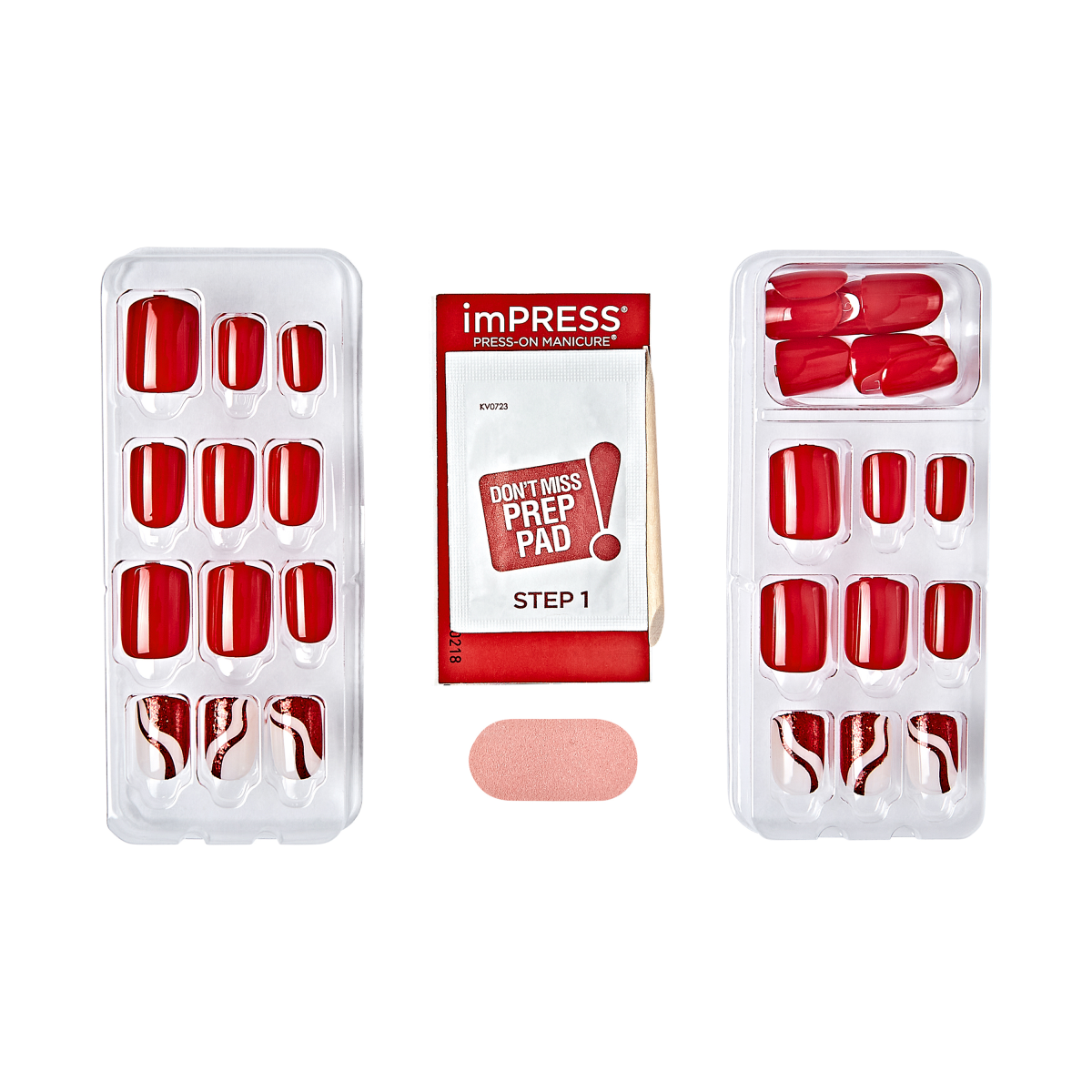 Uñas imPRESS Press-On Rojo con Diseño - Endlessly