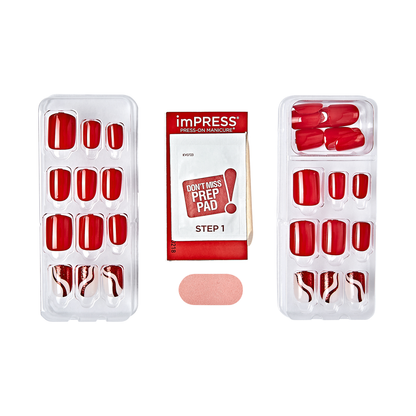 Uñas imPRESS Press-On Rojo con Diseño - Endlessly