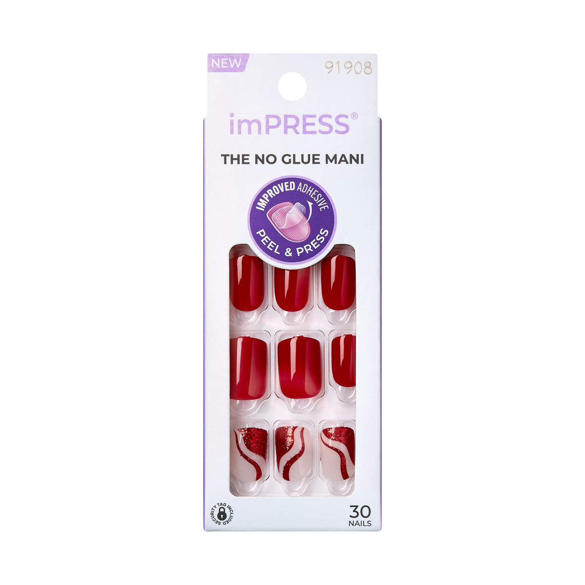 Uñas imPRESS Press-On Rojo con Diseño - Endlessly