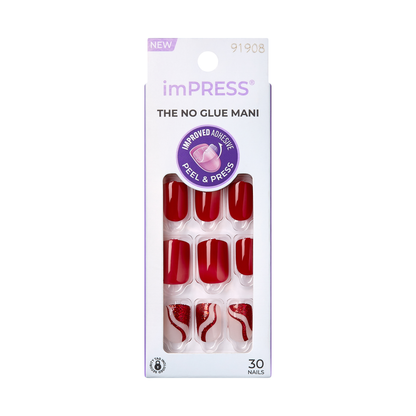 Uñas imPRESS Press-On Rojo con Diseño - Endlessly