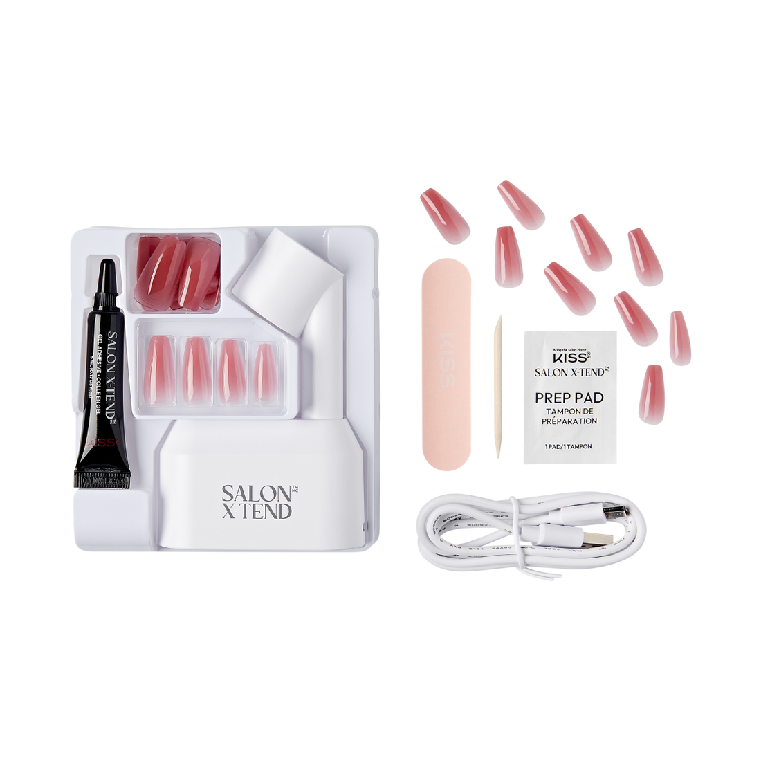Kit Inicial Salon X-tend Uñas Coffin Rosas