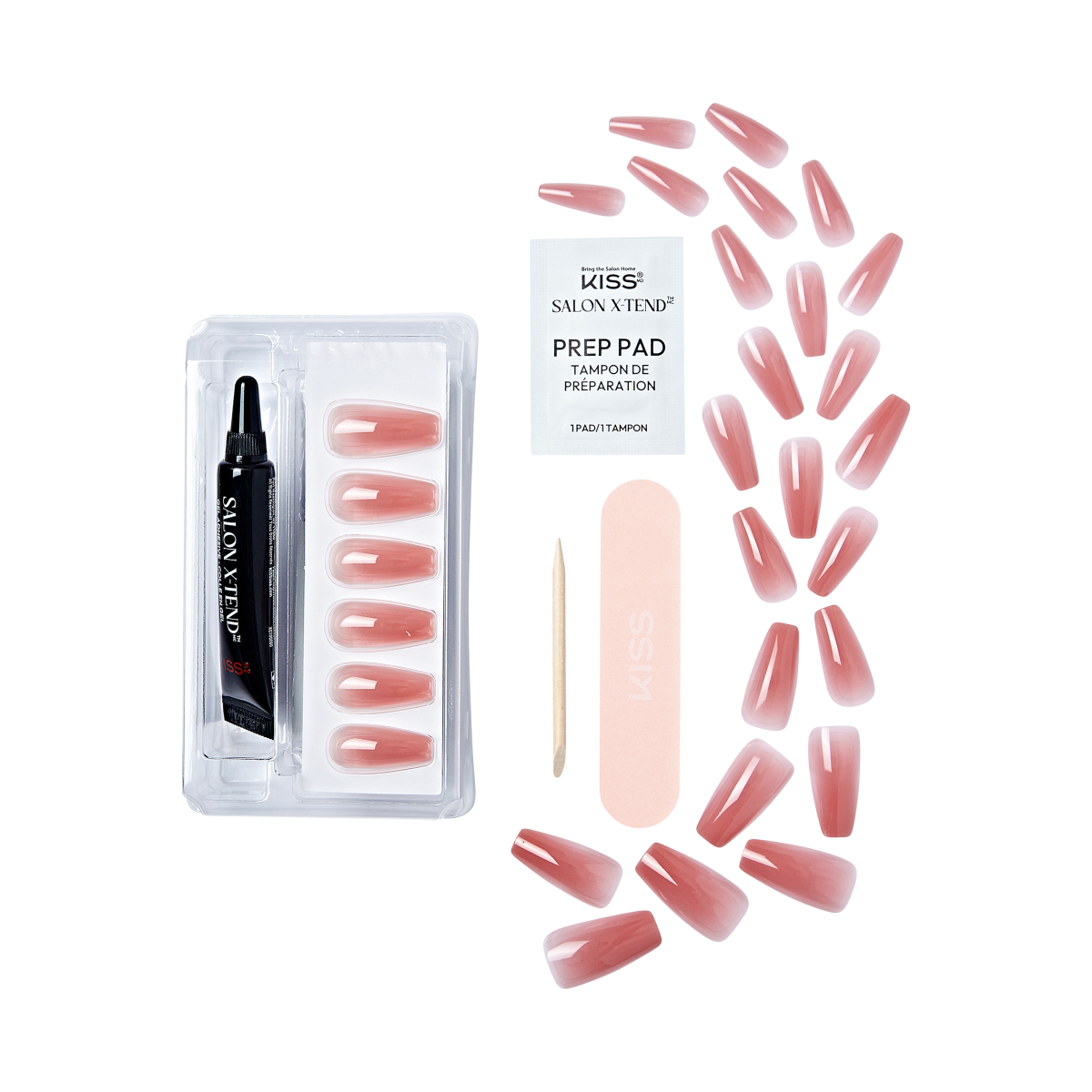 Uñas Postizas Coffin Rosas Salon X-tend - Flowers