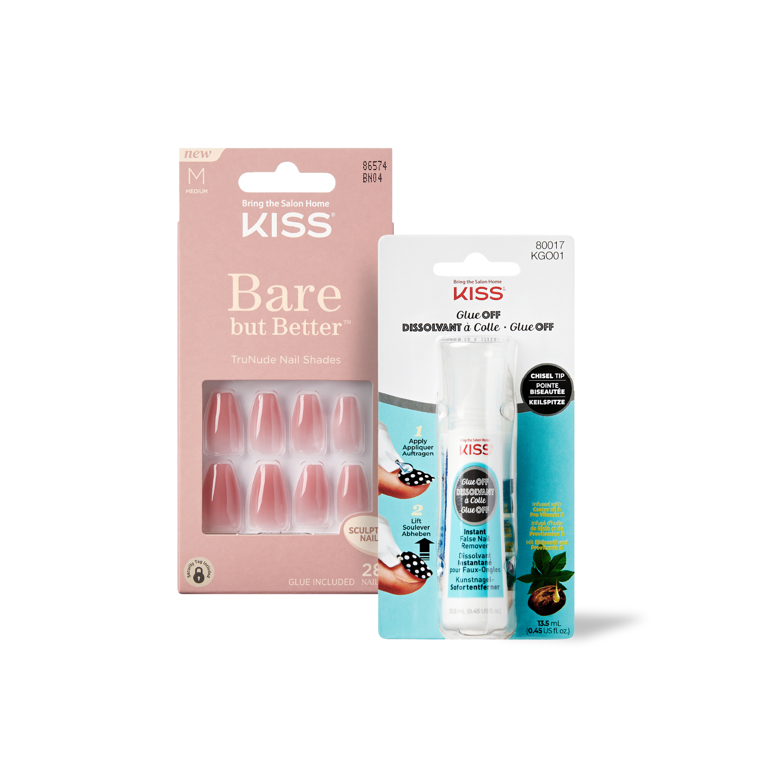 KISS Uñas Bare But Better + Removedor Instantáneo - Look Natural Perfecto