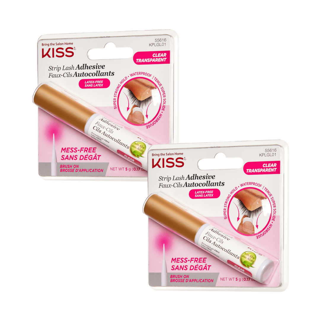 Pack KISS 2 Pegamentos Pestañas 24hrs con Aloe Vera - Fijación Suave y Duradera
