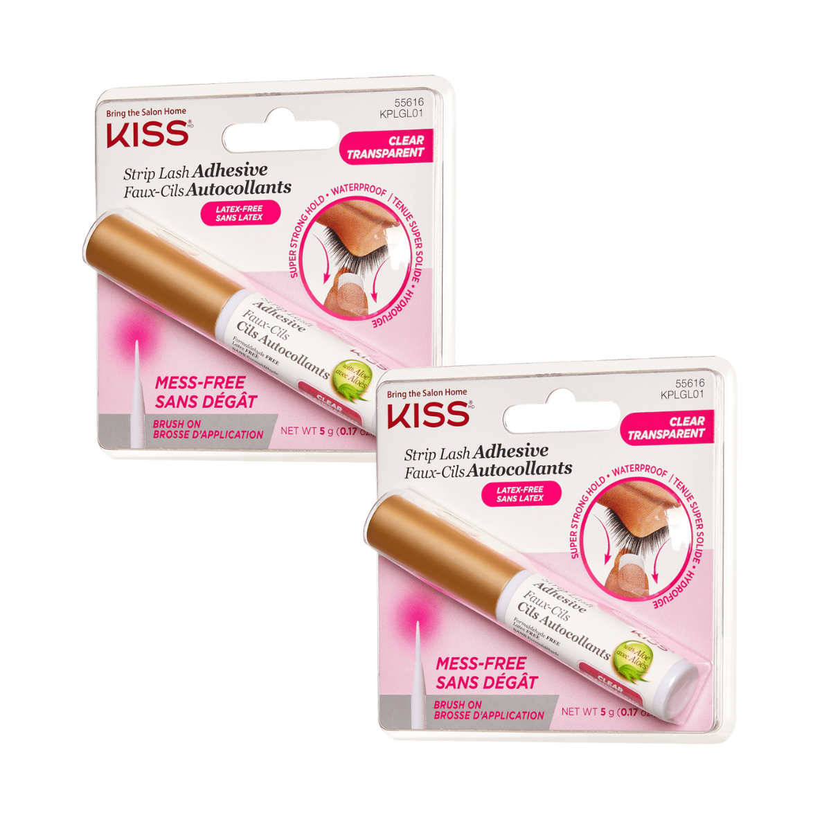 Pack KISS 2 Pegamentos Pestañas 24hrs con Aloe Vera - Fijación Suave y Duradera