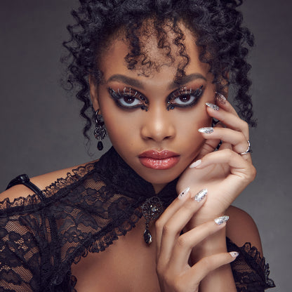 imPRESS Halloween Caution Ahead - Uñas Press-On Plata Brillan en la Oscuridad