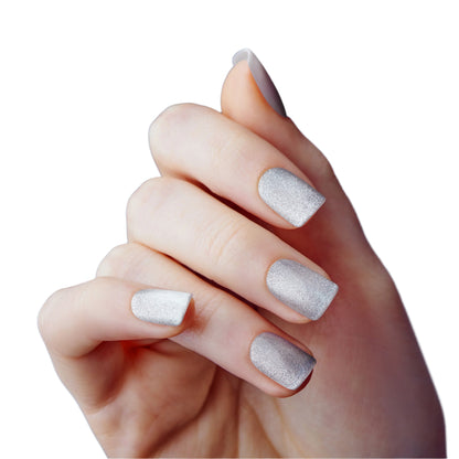 KISS Gel Fantasy Magnetic Uñas Postizas Plata Cuadradas - Dignity