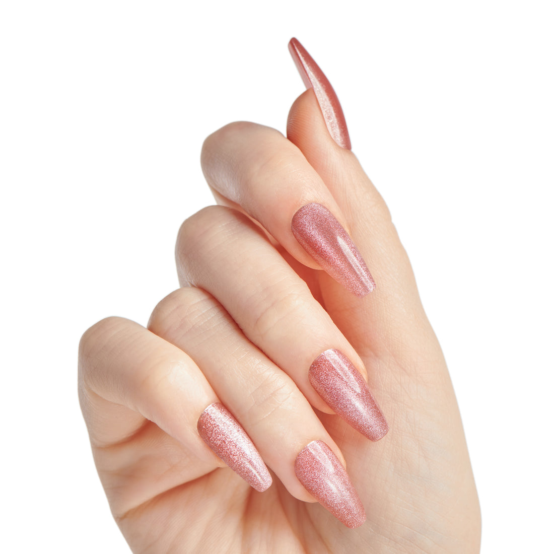 KISS Gel Fantasy Magnetic Uñas Postizas Rosas Glitter Coffin - West Coast