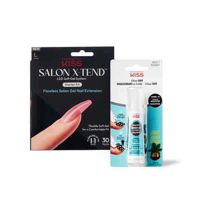 Kit Inicial KISS Salon X-tend Coffin Rosa - Uñas Postizas Profesionales con Removedor
