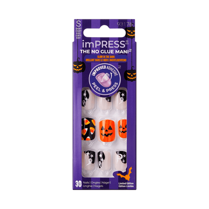 imPRESS Halloween Lazy Bones - Uñas Press-On Calabazas y Fantasmas Sin Pegamento