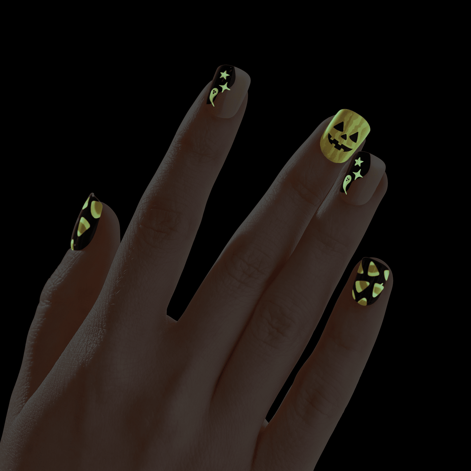 imPRESS Halloween Lazy Bones - Uñas Press-On Calabazas y Fantasmas Sin Pegamento